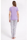 Eat Sleep Coffee Repeat Lila Kadın Pijama Takımı