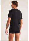 Hulio Bisiklet Yaka 2li Erkek Tshirt - Siyah
