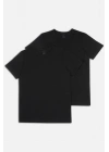Hulio Bisiklet Yaka 2li Erkek Tshirt - Siyah