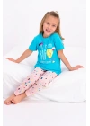 Rolypoly Dream Big Turkuaz Kız Çocuk Kısa Kol Pijama Takımı