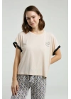 Kadın Krem Pijama Takımı