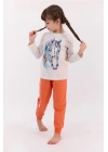 Kremmelanj Kız Çocuk Uzun Kol Ribanalı Pijama Takımı