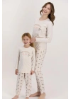 Kadın Uzun Kol Namastay Yazılı Pijama Takımı (anne Kız Takım Yapılabilir Fiyatlar Farklıdır)