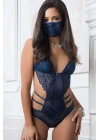 Fantezi Babydoll - Kadın Bodysuit Dantel Maskeli Kostüm