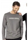 Erkek Koyu Gri Pijama Takım, %100 Pamuk, Uzunkollu, Cepli