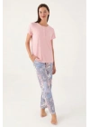 8801 Kısa Kollu Patlı Battal Kadın Pijama Takımı