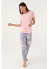 8801 Kısa Kollu Patlı Battal Kadın Pijama Takımı
