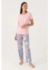 8801 Kısa Kollu Patlı Battal Kadın Pijama Takımı
