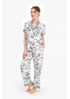 Kadın Krem Gömlek Pijama Takımı - Pc7736-s
