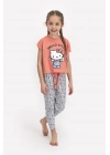 Lisanslı Şeftali Kız Çocuk Kısa Kol Pijama Takımı