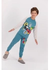 Mickey Mouse Lisanslı Petrol Mavisi Erkek Pijama Takımı D4612-C