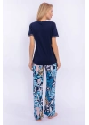 Yaprak Desenli Lacivert Kadın Homewear