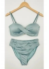 Bonie Dolgulu Straplez Yüksek Bel Bikini Takım