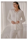 Beyaz Uzun Kollu Kadın Pijama Takımı