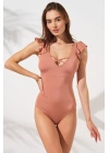 Fiji Kol Fırfır Detaylı Askılı Mayo Bronz 231126