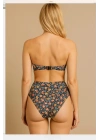 Kadın Daisy Dolgulu Straplez Yüksek Bel Bikini Takım