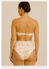 Kadın Flower Dolgulu Straplez Yüksek Bel Bikini Takım