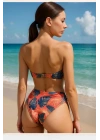 Kadın Leaf Dolgulu Straplez Yüksek Bel Bikini Takım
