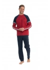 18831 Erkek Bordo Uzun Kollu Yuvarlak Yaka Penye Süprem Pijama Takım