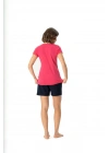 Kadın Baskılı Fuşya T-Shirt & Kısa Şort Pijama Takımı DLX-16995