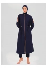 Biyeli Oversize Uzun Tesettür Mayo Lacivert DLX-24507