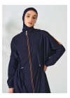 Biyeli Oversize Uzun Tesettür Mayo Lacivert DLX-24507