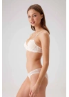 Madrid Balenli Desteksiz Dantelli Sütyen Takım Ekru 4030