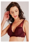 Kadın Dantelli Çıkarılabilir Süngerli Yarım Push-Up Bordo Sütyen 3912
