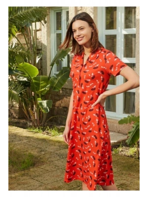 Kadın Kırmızı Desenli Patlı Gecelik 26622