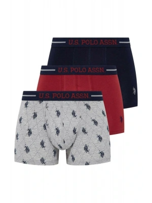 Erkek Bordo - Lacivert - Gri Melanj 3 Lü Boxer