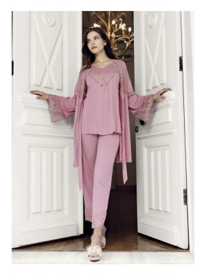 Kadın 3 Lü Sabahlık Pijama Takımı 7303