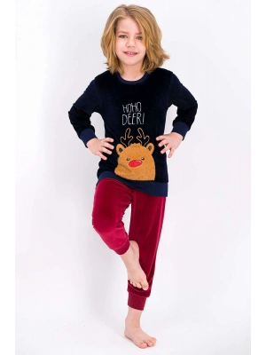 Rolypoly Hoho Deer Lacivert Erkek Çocuk Kadife Pijama Takımı
