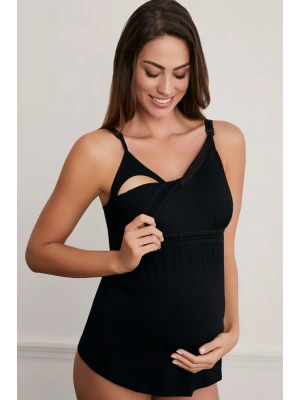 Kadın Siyah Lohusa Hamile Emzirme Atlet Burdagel- Ersk510