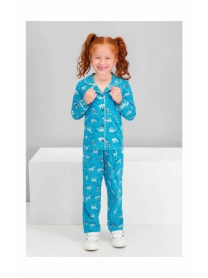 Kız Çocuk Deer Petrol Gömlek Pijama Takımı
