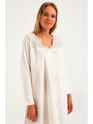 Kadın Ekru Lohusa Pamuklu Tesettür Gecelik 38110