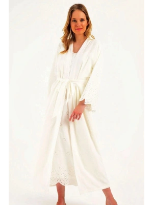 Kadın Ekru Lohusa Pamuklu Tesettür Sabahlık 48110