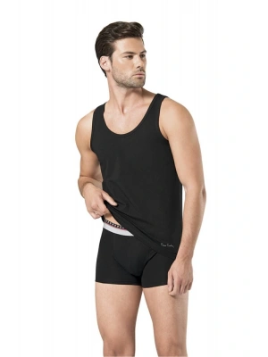 Erkek Pamuk-likralı Siyah Atlet Boxer Takım