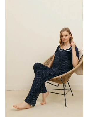 Kadın Siyah Desenli Pijama Takım 21aqu0021683