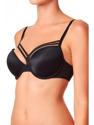 Kadın Siyah Balenli Kaplı Çarpraz Bantlı Sütyen 11-881