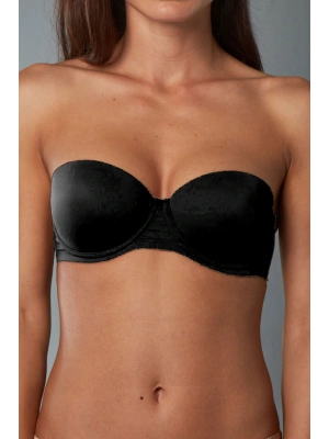 Kadın Siyah 11-382 Yari Pus-Up Balenli Strapless Sutyen