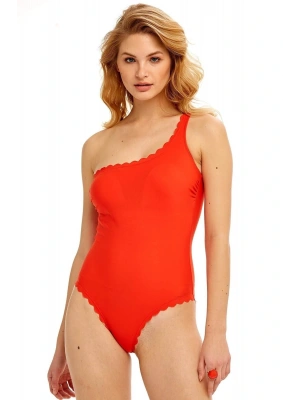 Lazer Kesim Turuncu Tek Omuz Mayo