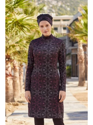 Kadın  Siyah Büyük Beden Lycralı Tesettür Mayo 0480