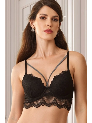 Kadın Siyah 4731 Balenli Destekli Yumuşak Kap Tek Sütyen