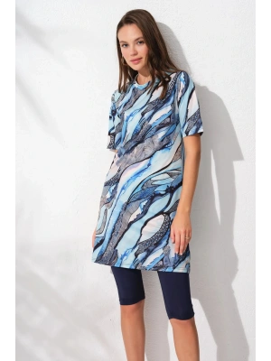 Yarımkollu Tesettür Mayo Desenli 231912 40 Beden