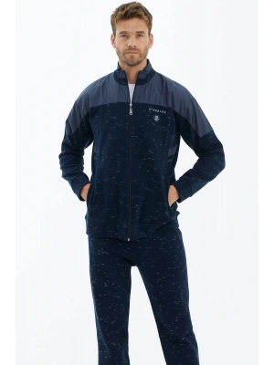 Dik Yaka Kapitoneli Nakş Detaylı Eşofman Takımı - Lacivert