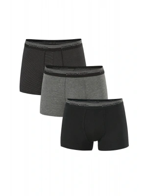 Erkek Siyah Gri Pamuk Elastan Kutulu 3lü