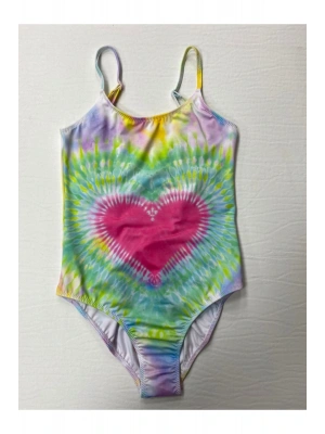 Batik Desenli Kalpli Kız Çocuk Mayo