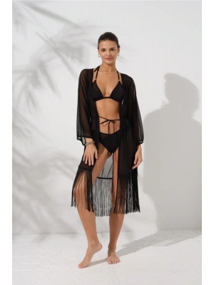 Püsküllü Tunik Pareo Siyah 231805