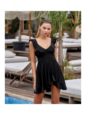 Fırfır Detaylı Elbise Mayo