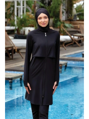 Tam Kapalı Siyah Tesettür Mayo 4371